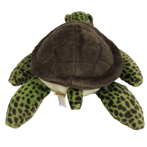 Wild Republic Sea Turtle Plush Brown Shell Green Speckled Body Tortoise 13" 2010 - Picture 5 of 11